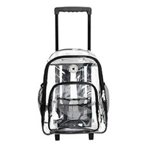 롤링 클리어 배낭 헤비 듀티 북 종이 품질 Workbag 여행 Daypack 검은 색에 투명 학교 책, 본상품, 본상품