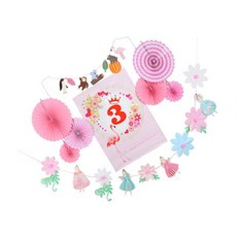 FWT 번호 생일 축하 포스터 요정 꽃 배너 생일 베비 샤워 사진 배경, 종이, 3