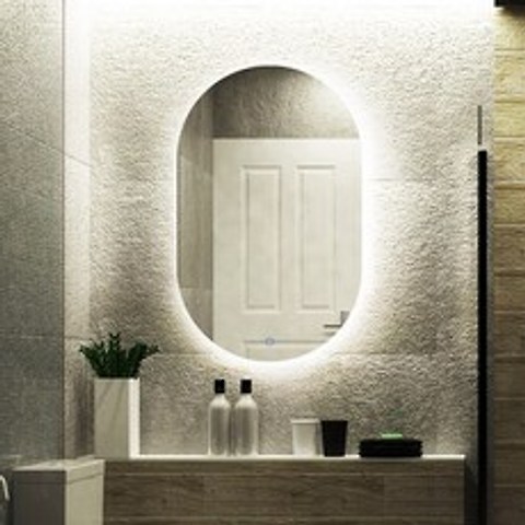 루비드 LED 간접 직타원형 트랙형 욕실 거실 거울, 세로형 500x800