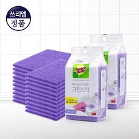 3M 크린스틱 베이킹소다 톡톡 시트타입수세미형20매, 1세트