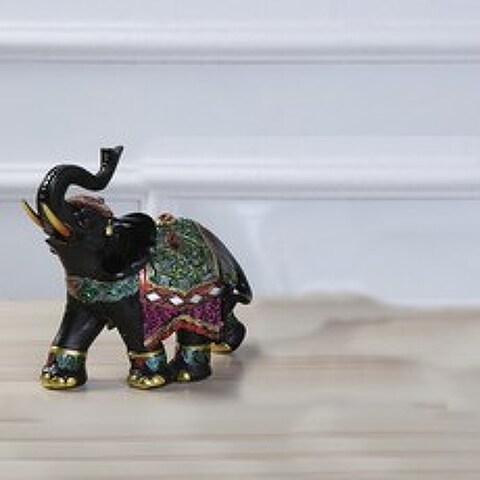 새로운 2020 코끼리 동상 인도 종교 조각 녹색 수지 손으로 만든 힌두교 풍수 코끼리 입상 명상 홈 장식, 보여 주다, 1-14x6x15cm