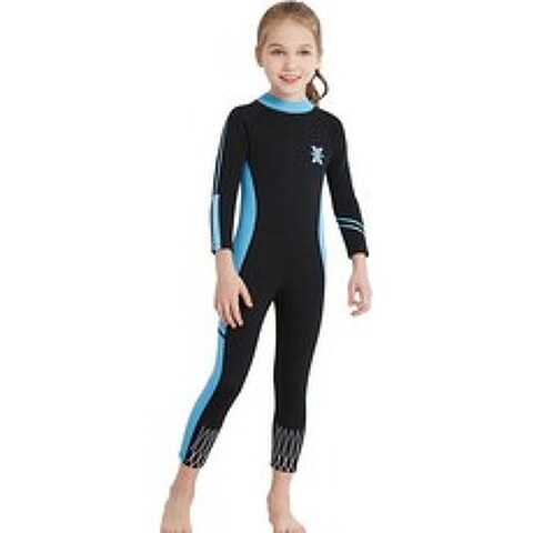 2.5mm 네오프렌 다이빙 잠수복 소녀 원피스 어린이 스쿠버 다이빙 슈트 점프 슈트 러쉬 가드 UPF50 + 자외선 차단 긴 소매 수영복|잠수복|, 1개, XL
