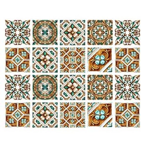 Poromoro Spanish Portuguese Azulejo Style Backsplash Peel and Stick Tile Stickers Set of 2 (7.9 H), 7.9, H