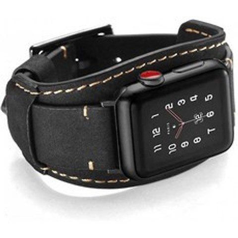 미국배송 Coobes와 Apple Watch Band 44mm 42mm 남성 정품 가죽 호환 iWatch Bracte Wristband 스트랩 호, 단일옵션