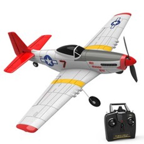 Eachine 미니 무스탕 P51D RC 비행기 EPP 400mm 고정날개 폭 2.4G 6축 자이로, 2배터리