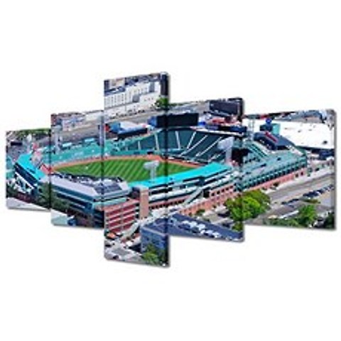 펜 웨이 파크 그림의 공중보기 Boston Red Sox 야구 Ballpark Painting MLB 벽 아트 5 패널 캔버스 아트 (50Wx24H Artwork-10), 50Wx24H, Artwork-10, 50Wx24H, Artwork-10