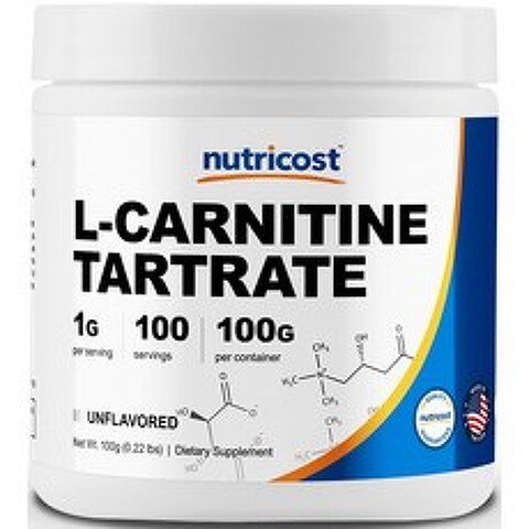 뉴트리코스트 L-카르니틴 100g 1개 1서빙 1g 100회분 L-Carnitine Tartrate Powder [100 GMS]