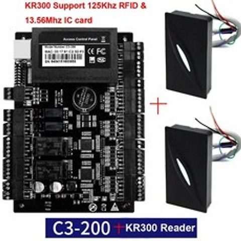 2pcs KR300 리더 TCP IP RS485 통신이있는 IP 기반 도어 액세스 제어 패널 고급 액세스 제어 Wiegand 26 비트, C3-200