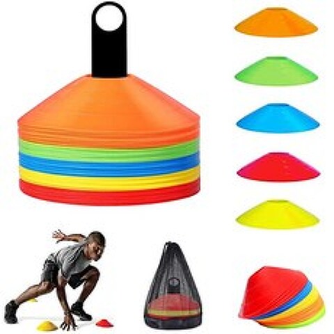 Q-WOOFF Marker cones pack of 50 cones for training in football hockey handball or training aid fo