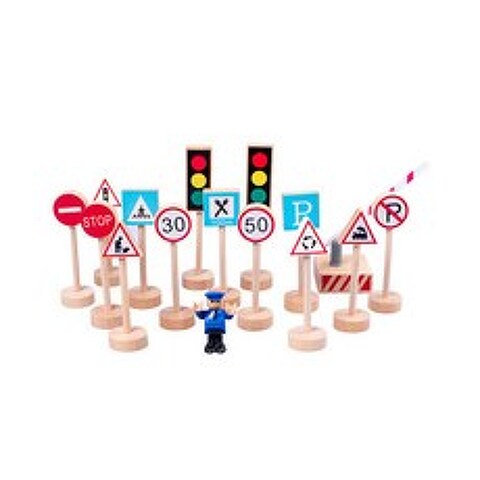 도로 교통 표지 모델 미니 나무 표지 신호등 조기 교육 장난감, 본문참고, 본문참고