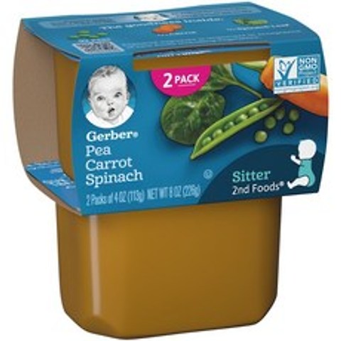 Gerber 어린이 식품 2단계 113g 2개입, 가든 베지터블 (Garden Vegetables), 1개