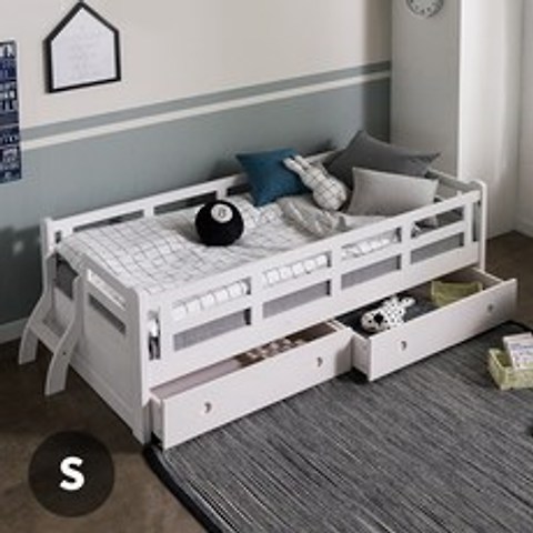 퍼니코 핀란드산 원목 제리코 싱글 침대(서랍포함) 2컬러, 화이트