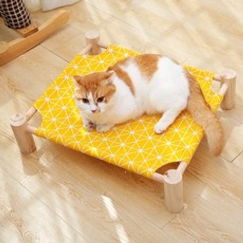 디지펫 원목 강아지 고양이 해먹 침대, 사각해먹형, 고양이 블루