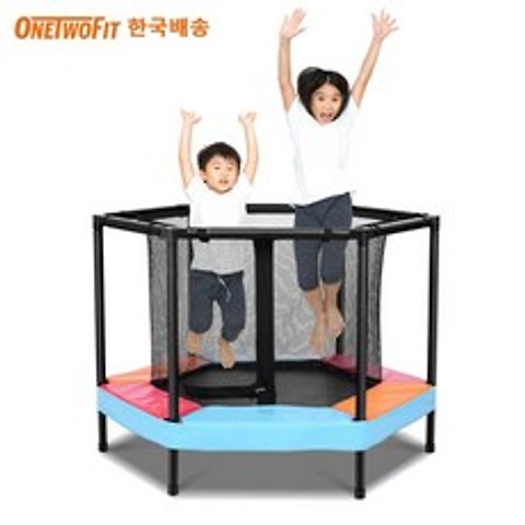 OneTwoFit 안전망 트램펄린 유아 점핑 트램블린 어린이 키즈 방방이 점핑 트램폴린, 혼합색상