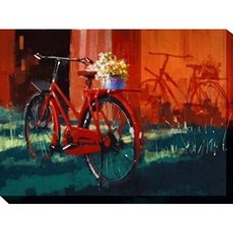 Green and red bicycle outdoor canvas rectangular wall art decoration 30 x 40, 본상품