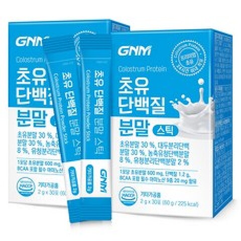 GNM자연의품격 초유단백질 프로틴 유산균 락토페린 분말스틱 / 프로바이오틱스 BCAA 비타민, 60포, 2g