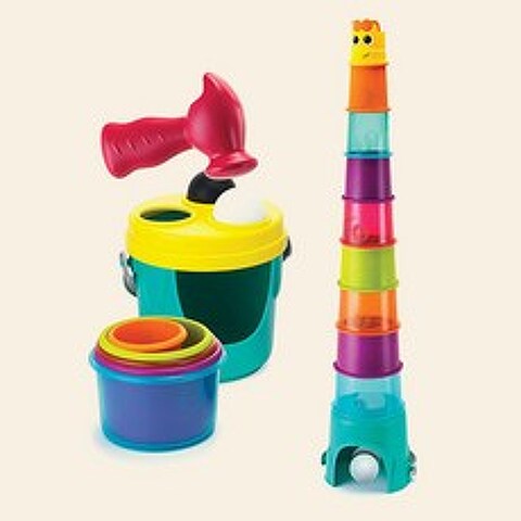 New 기린 놀이 컵 쌓기 공넣기 유아 컵쌓기 어린이집 집중력교구 돌아기장난감, 기린컵 세트