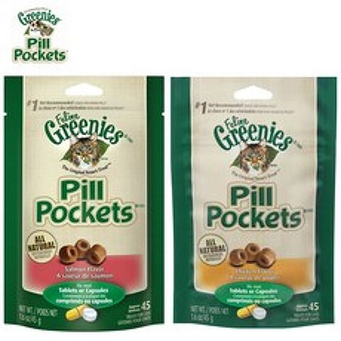 그리니즈 고양이 필포켓 연어 치킨맛 알약캡슐 45g Greenies Pockets, 1개, 치킨맛 (Chicken)