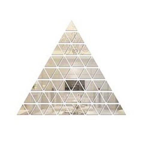 Triangle Wallpaper Mirror Acrylic Decorative Wall Sticker Childrens Room Nursery Bedroom Living Room Removable Sticker (Small Silver), 본상품