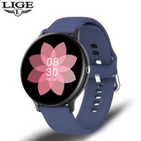 LIGE 새로운 여성 스마트 시계 활동 추적기 심박수 모니터 전체 화면 터치 스포츠 숙녀 스마트 시계 남성 Android iOS, 푸른, CN