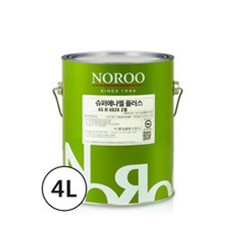 노루페인트 목재 철재용 유성페인트 슈퍼에나멜 플러스 백색 4L, 유광