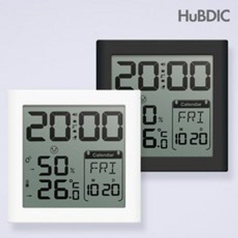휴비딕 디지털 시계 온습도계 HT-5 달력, 1)화이트