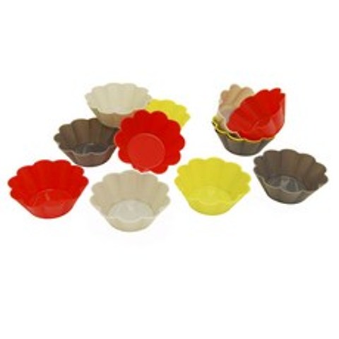 스타프릿 고메 머핀 실리콘 몰드 베이킹컵 베이킹머핀컵, Red+Yellow+White+Gray, 12개입
