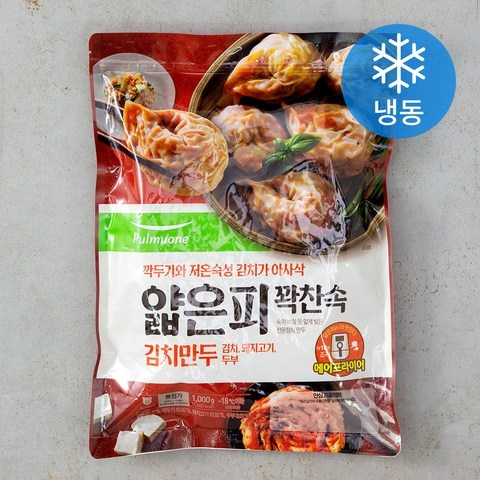 풀무원 얇은피 꽉찬속 김치만두 (냉동), 1kg, 1개