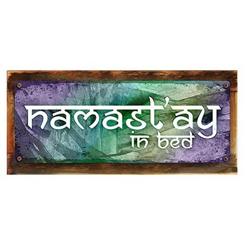 Wood-Framed Namastay in Bed Metal Sign Framed 6”x16 Bar Man Cave Den Pub Wa (Framed 6”x16