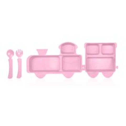 리틀보노 얌얌트레인식기풀세트 핑크, 1세트, 메인식기 + 서브식기 + 스푼 + 포크