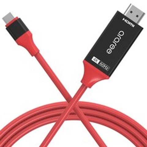 아라리 USB C to HDMI MHL 미러링 충전케이블 2m, 블랙 + 레드, 1개
