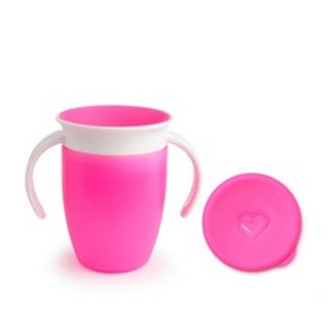 먼치킨 미라클 360 손잡이컵 뚜껑 세트, 핑크, 1세트