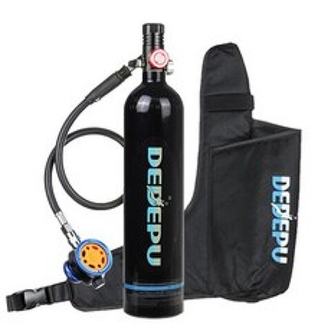DEDEPU 휴대용 스쿠버 다이빙 탱크 1L 산소 실린더 세트 다이빙 호흡기 호흡 밸브 스노클링 다이빙 장비 세트, 유형 1 블랙 세트, 협력사