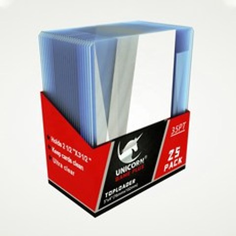 유니콘 탑로더 3x4 투명 플라스틱 하드케이스 25개팩 7.6 x 10.1cm 35pt 유희왕카드 포켓몬카드 보관