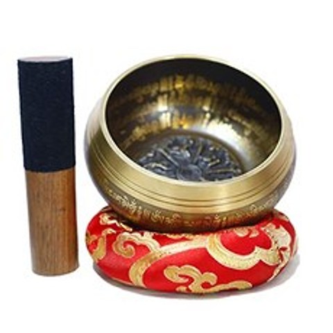 4inch 티베트 노래 그릇 세트 － 밧줄 향 － mindfulness 선물 － 명상 선물 － 제단 용품 － 수제 － 청동 선물 － 명상 차임 － 영적 장식 － Da Heritage Nepal, 본상품, 본상품