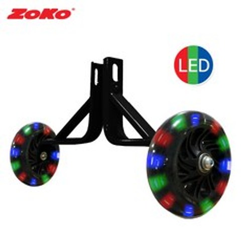 ZOKO 조코시리즈 LED 엘이디 보조 바퀴-블랙 (체인자전거전용), C타입_16인치