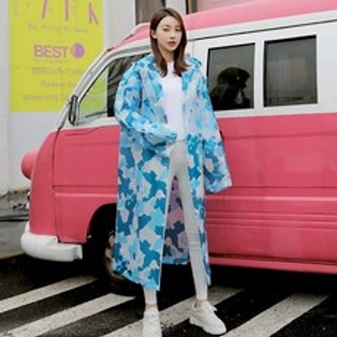 NP1내추럴 남자 여자 패션 레인코드 우의 비옷 블루카모