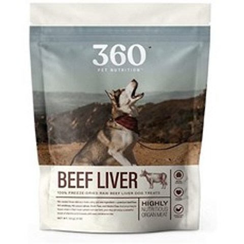 360 Pet Nutrition Freeze Dried Raw Single Ingredient Beef Liver Treats 4 Ounce