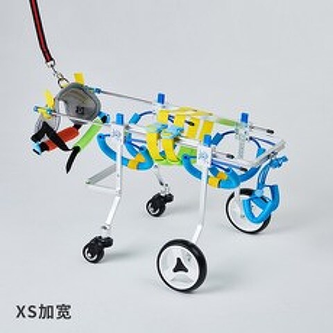강아지 훈련 보행기 보조 휠체어 4륜 의족, XS넓힌네바퀴(복부벨트/견인로프보내기)