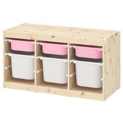 IKEA TROFAS 슈파르트 소나무 완구 수납 궤 보관케이스대 정원 벽을등지다, 조립 화이트 칠함 느슨함 목 분홍 색깔 /