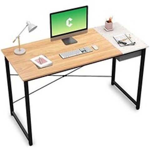 Cubiker Computer Desk 55 Home Office Writing Study Laptop Table Modern Si (55.2 Natural Terrazzo), 55.2, Natural Terrazzo