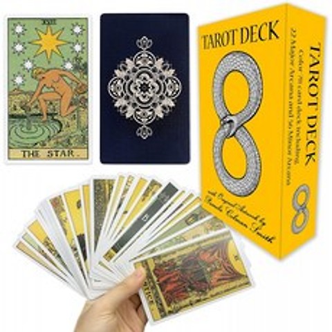 Original Pamela Colman Smith 아트워크가 있는 MIRIYAN Classic Tarot 카드 데크 프리미엄 라이더 Waite, 1