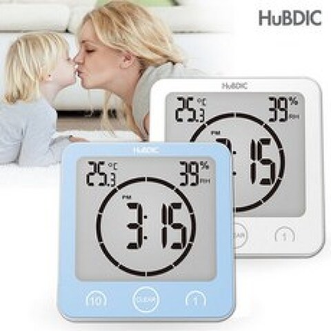 휴비딕 디지털 시계온습도계/방수시계/욕실시계HT-4, 1)화이트