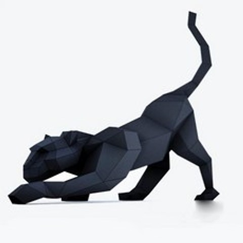 50cm 팬더 3D 동물 종이 모델 홈 아트 DIY 크리 에이 티브 홈 장식 손으로 만든 액션 피규어 종이 공예 선물 성인 완구|Puzzles|, 단일, 1개, Panther A
