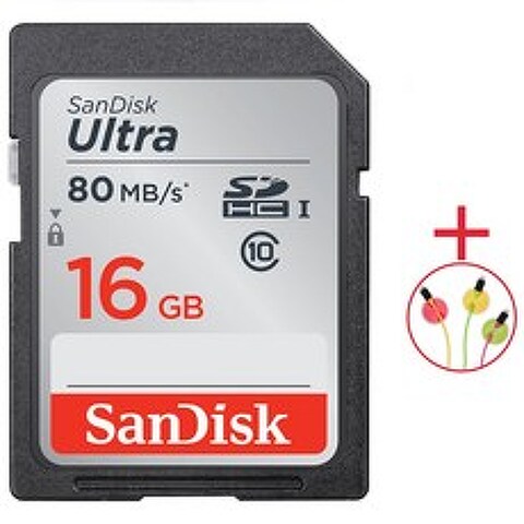 샌디스크 울트라 SD 메모리 카드 80~120MB/s + 사은품, 16GB