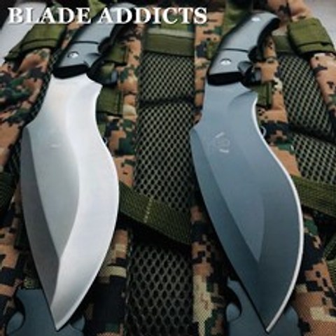 매우 견고한 Kukri 고정 블레이드 Machete 전술 사냥 칼 군사 전투 도살 자기 방어 칼 생존 캠핑 도구|칼|, 단일, 1개, WHITE