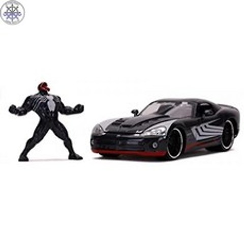 [ Jada Toys ] Marvel 1:24 Dodge Viper 2.75 Venom Ires 어린이 및 성인을위한 장난감을 가진 다이캐스팅 자동차, 1개