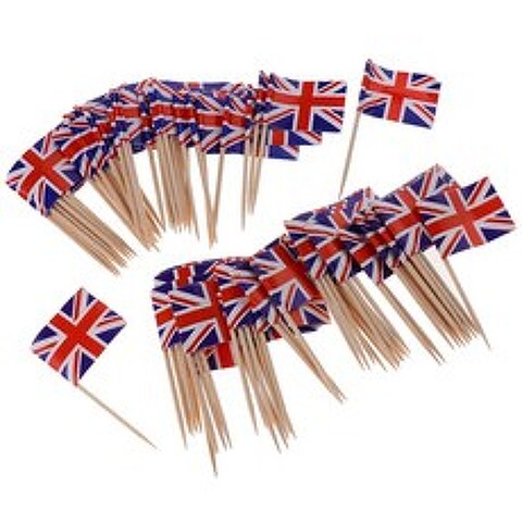 Royalways 우드 이쑤시개 종이 국기 장식품x100개, 영국