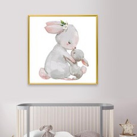 [지몬스터] 아이방액자 엄마와 아기 토끼그림 북유럽풍인테리어 포스터 아기방 꾸미기 소형 대형 캔버스 아크릴제작, 01 캔버스액자