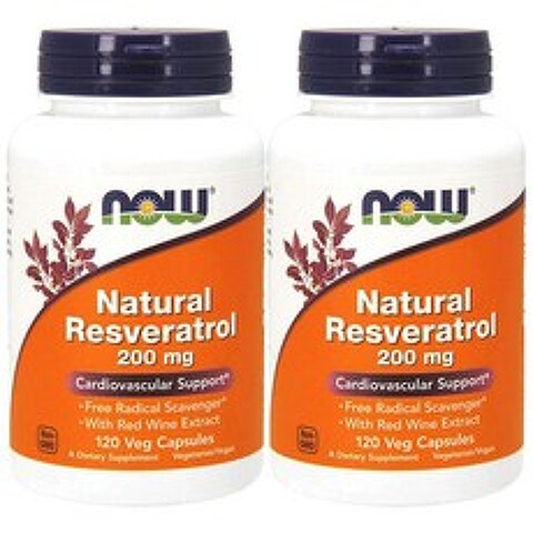 나우푸드 2개세트 내추럴 레스베라트롤 200mg 120정 NATURAL RESVERATROL 200 mg 120 Veg Capsules, 2개, 120캡슐